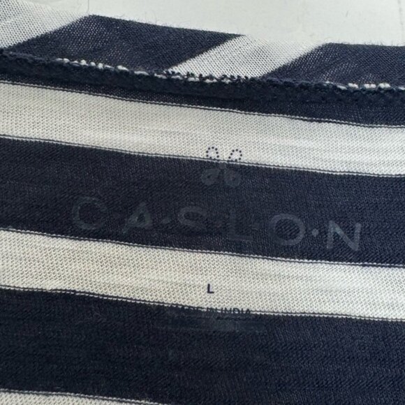 Caslon NEW Striped Cotton Modal V-Neck Pocket Boxy Shirt Top Lightweight White L - Picture 10 of 15